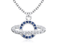 Chic Saturn with CZ Silver Necklace SPE-5237